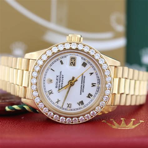 ladies gold rolex president|ladies gold presidential rolex used.